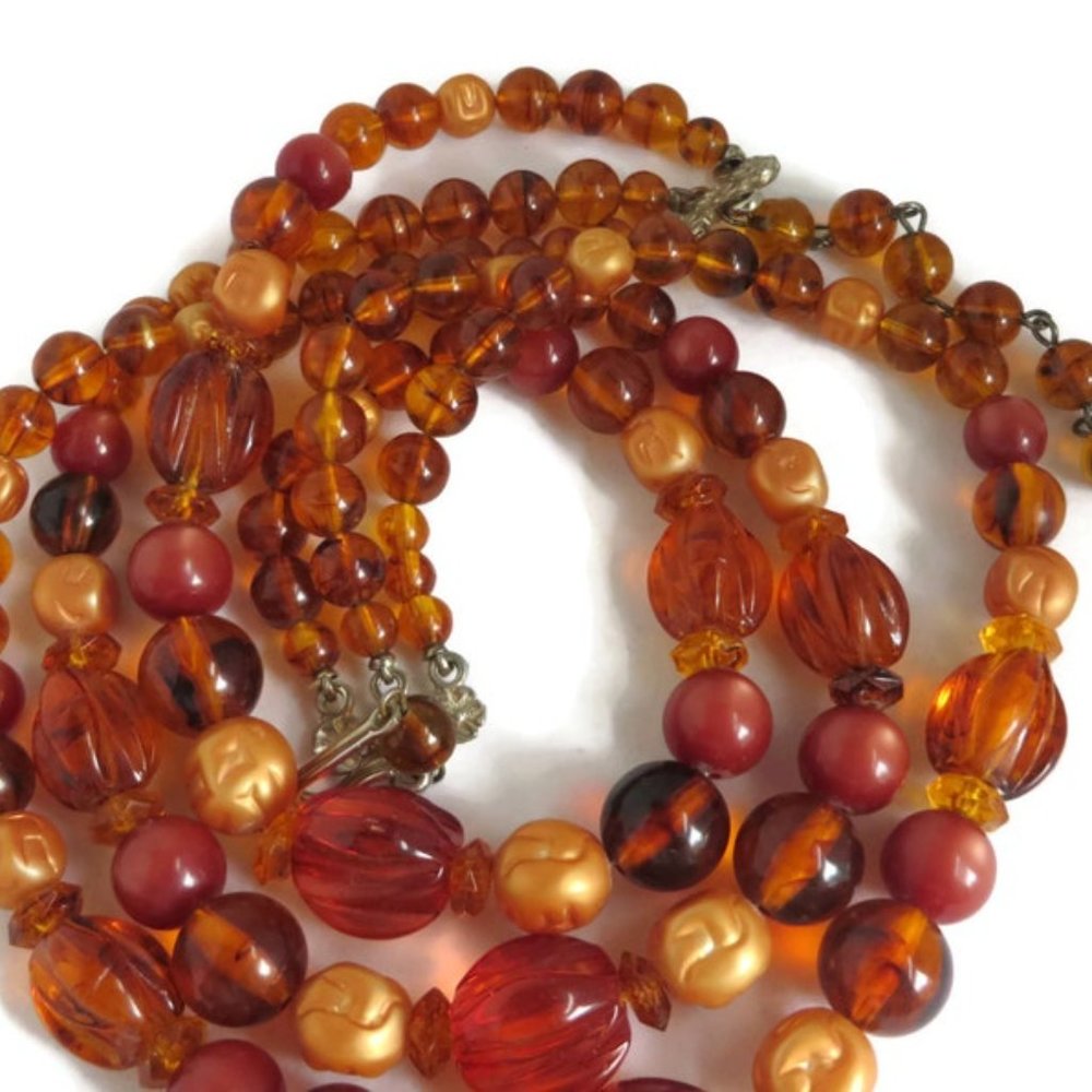 🍂 Elegant Vintage Copper-Gold Abstract Beaded Necklace - Picture 14 of 14